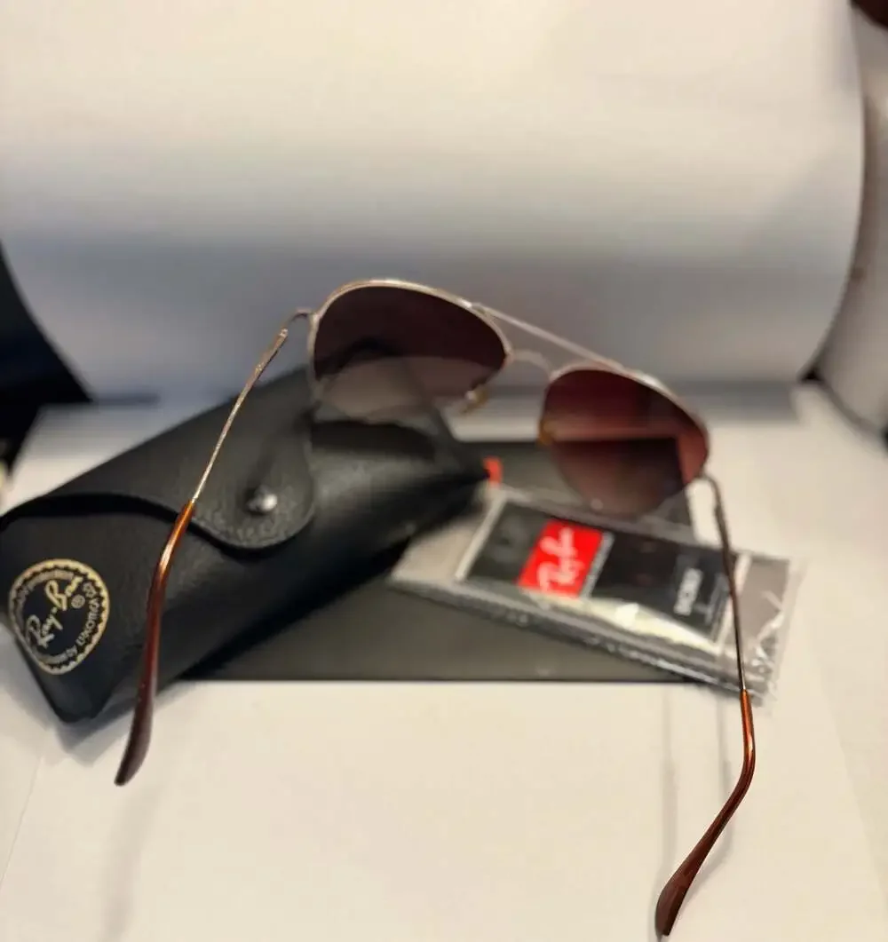 Ray-Ban RB3025 Aviator Metal Sunglasses Rose Gold Gradient Frames Only